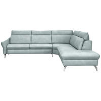 ECKSOFA in Echtleder Hellblau  - Edelstahlfarben/Hellblau, Konventionell, Leder/Metall (296/242cm) - Himolla Komfortklass