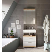 BADEZIMMER 2-teilig  in 60 cm  - Weiss Hochglanz/Silberfarben, Modern, Holzwerkstoff/Kunststoff (60cm) - MID.YOU