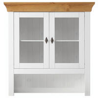 BUFFETAUFSATZ - Laugenfarbig/Weiß, ROMANTIK / LANDHAUS, Glas/Holz (108/112/32cm) - Boxxx