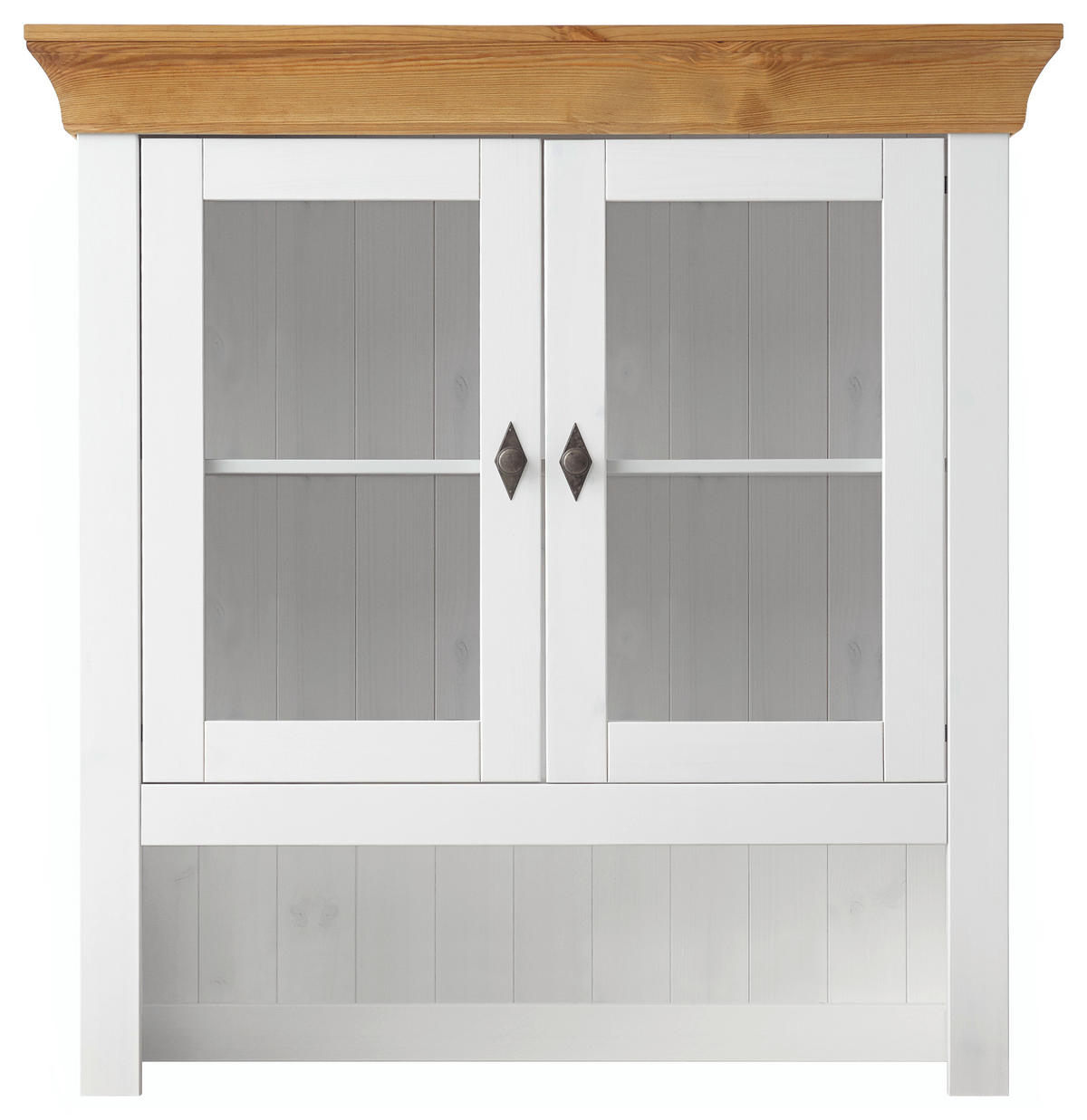 BUFFETAUFSATZ - Laugenfarbig/Weiß, ROMANTIK / LANDHAUS, Glas/Holz (108/112/32cm) - Boxxx