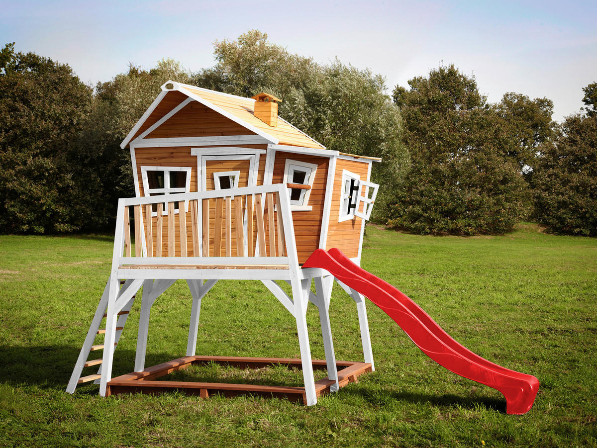 SPIELTURM 432/288/193 cm  - Weiss/Rot, Konventionell, Holz (432/288/193cm)