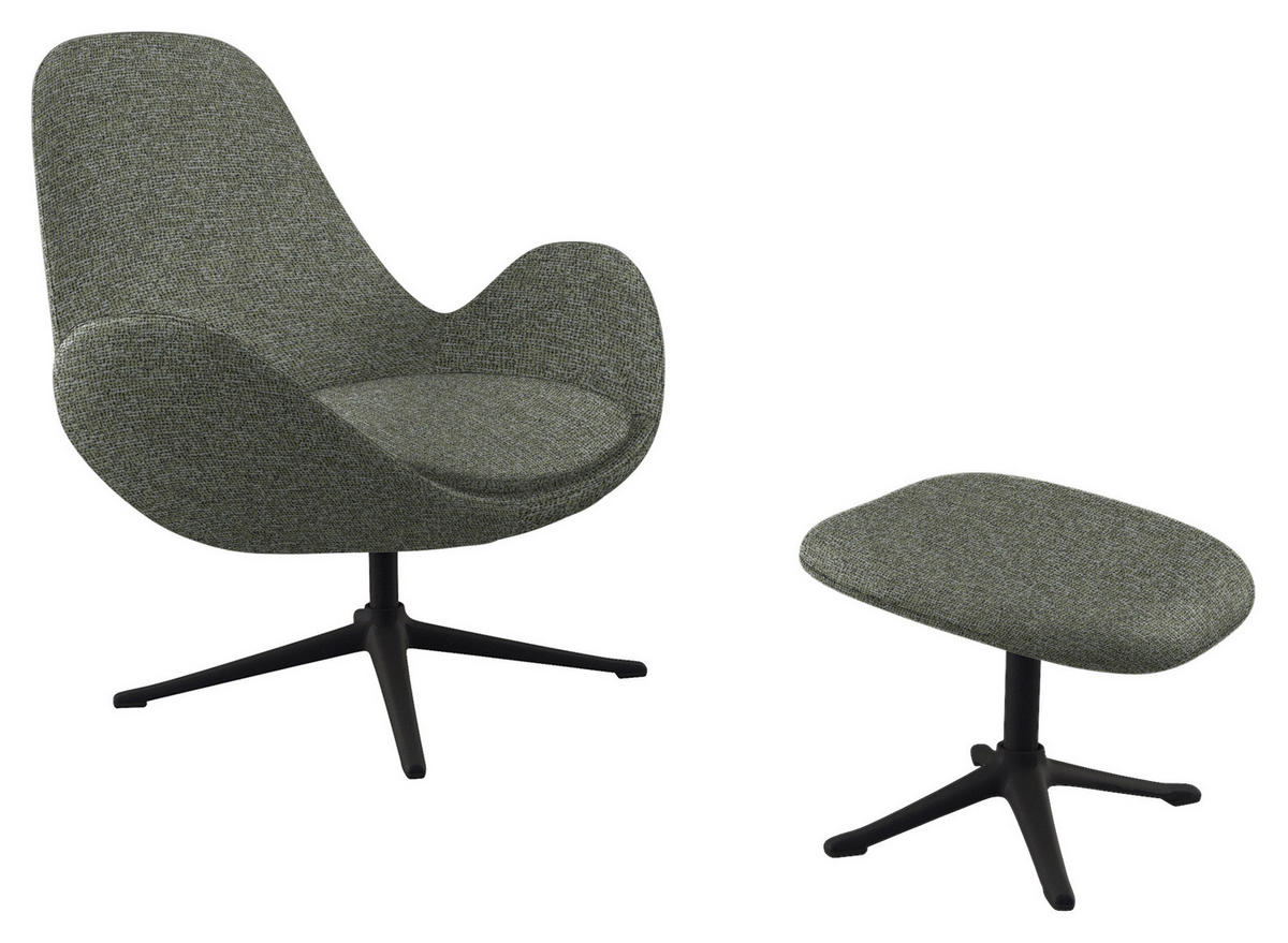 SESSEL in Chenille Dunkelgrün  - Dunkelgrün/Schwarz, Design, Textil/Metall (88/89/80cm) - home24