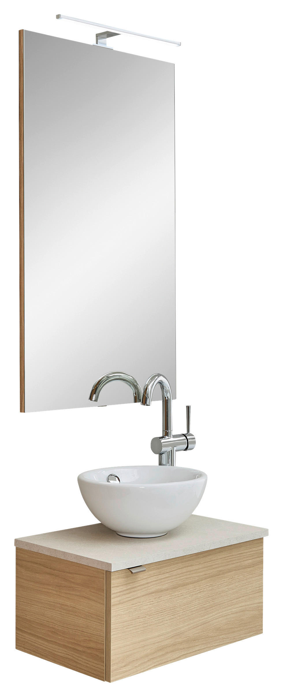 GÄSTEBAD 50 cm  - Sandfarben/Edelstahlfarben, Design, Keramik/Holzwerkstoff (50cm) - Sadena