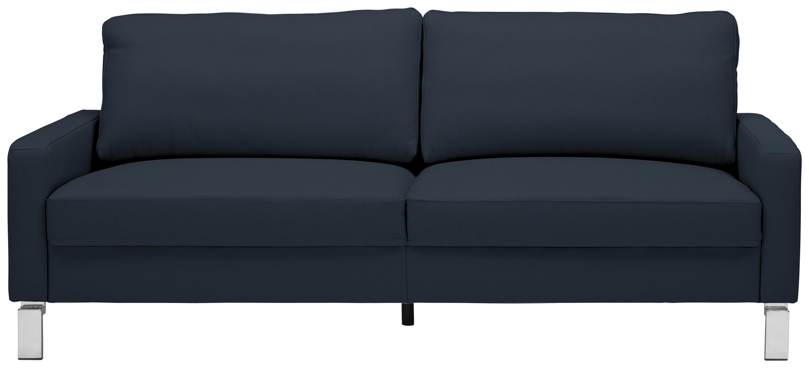 2-SITZER-SOFA in Echtleder Dunkelblau  - Chromfarben/Dunkelblau, Design, Leder/Metall (184/81/97cm) - Pure Home Lifestyle