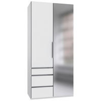 DREHTÜRENSCHRANK 100/216/58 cm,  in Weiß, 2 Tür(en)  - Chromfarben/Weiß, KONVENTIONELL, Glas/Holzwerkstoff (100/216/58cm) - MID.YOU