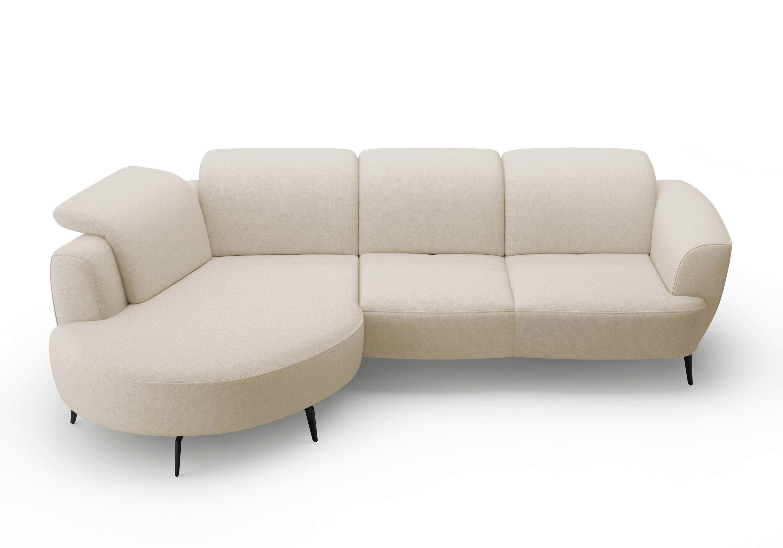 ECKSOFA in Flachgewebe Creme  199/309 cm  - Creme/Schwarz, KONVENTIONELL, Textil/Metall (199/309cm) - Sit & More