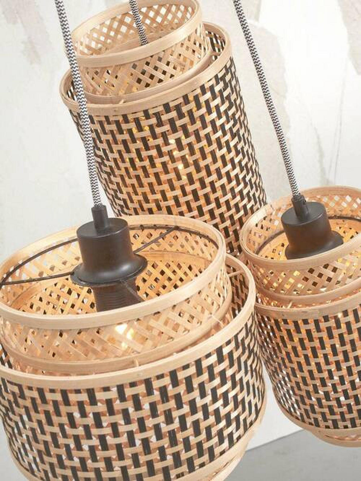 HÄNGELEUCHTE 65/50 cm  - Schwarz/Naturfarben, Trend, Holz (65/50cm) - Good & Mojo