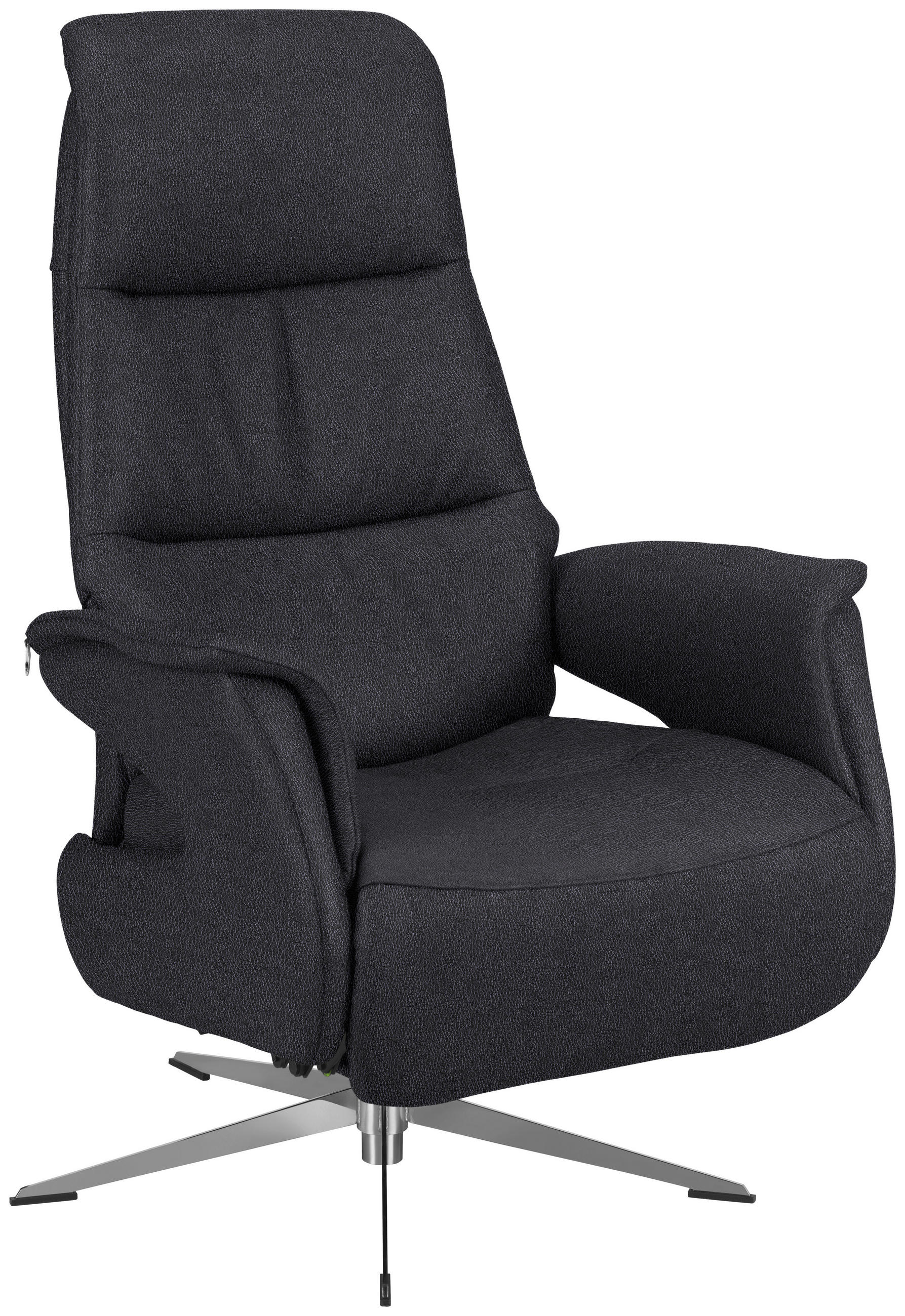 RELAXSESSEL Echtleder Relaxfunktion, Rücken echt    - Chromfarben/Anthrazit, Design, Leder/Metall (74/108/86cm) - Welnova
