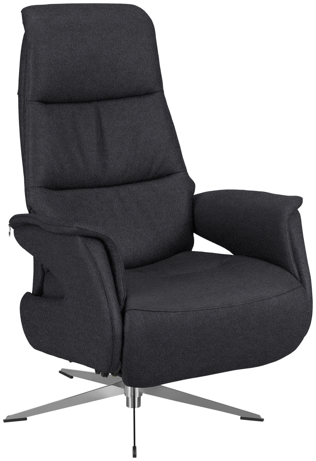 RELAXSESSEL in Leder Anthrazit  - Chromfarben/Anthrazit, Design, Leder/Metall (74/108/86cm) - Welnova