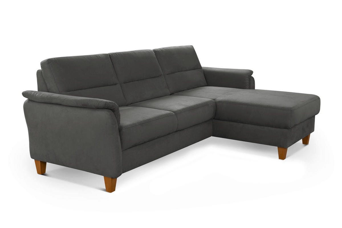 ECKSOFA in Mikrofaser Grau  - Eichefarben/Grau, Konventionell, Holz/Textil (244/163cm) - Sit & More