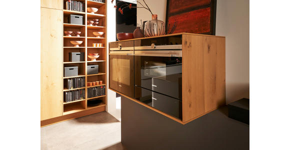 EINBAUKÜCHE - Eichefarben/Weiß, Design, Glas/Holzwerkstoff - Dieter Knoll