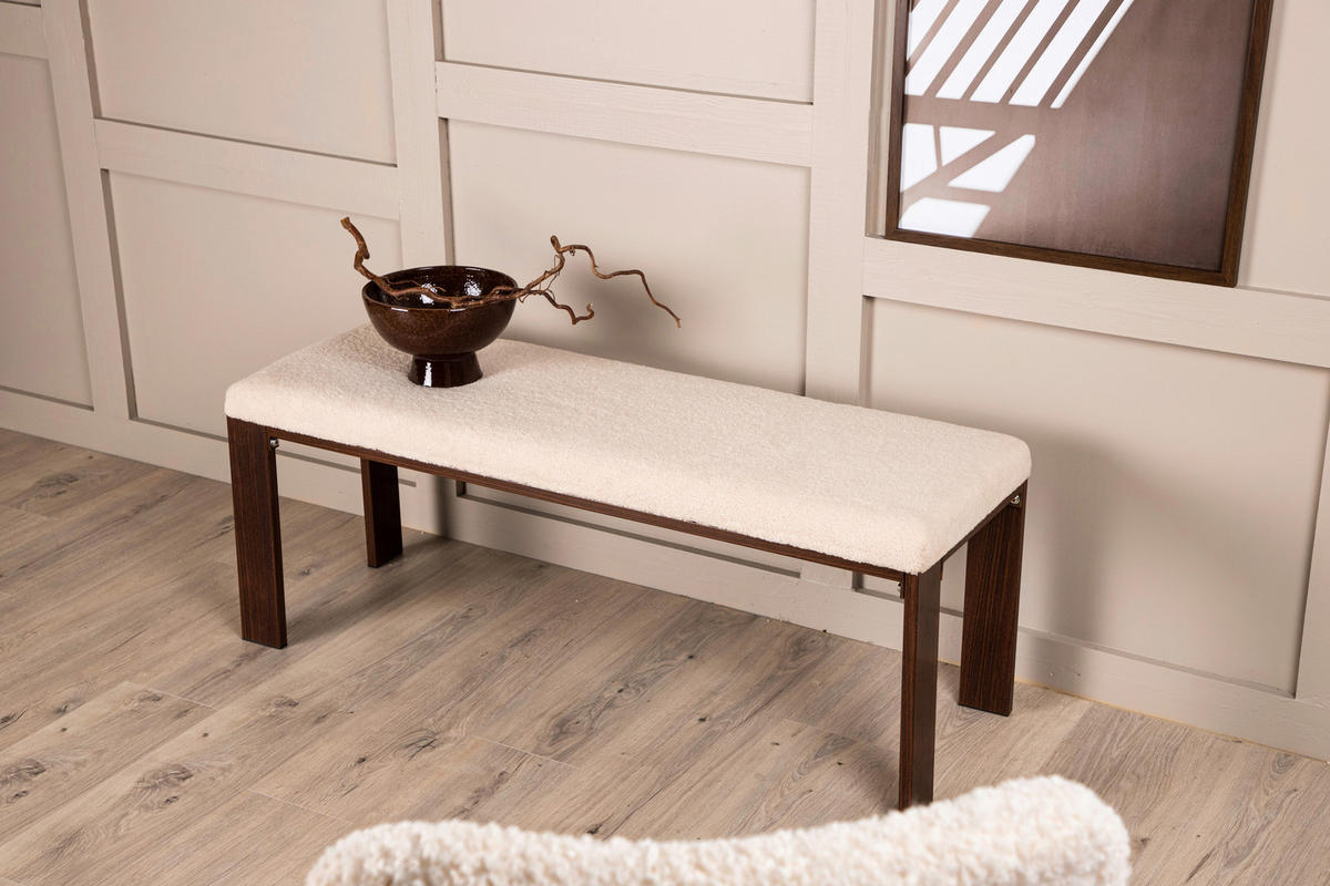 SITZBANK  in 120/50/40 cm  - Walnussfarben/Weiß, Design, Textil/Metall (120/50/40cm) - Livetastic