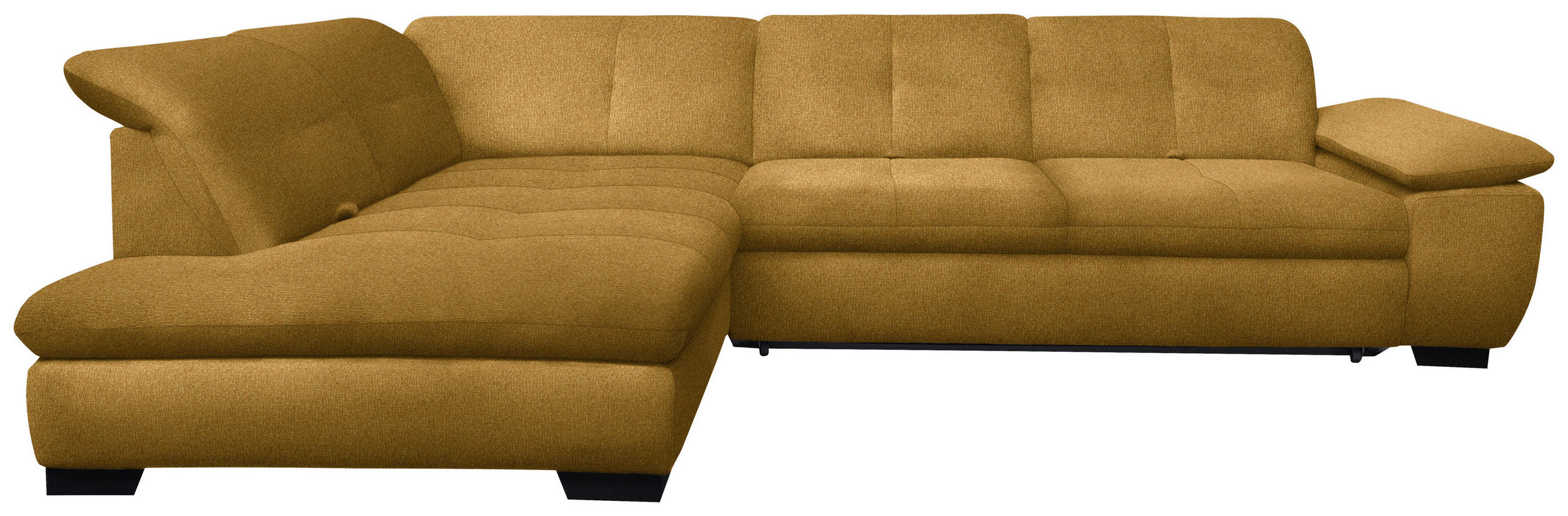 ECKSOFA in Flachgewebe Currygelb  - Currygelb/Schwarz, Design, Textil/Metall (242/313cm) - Xora