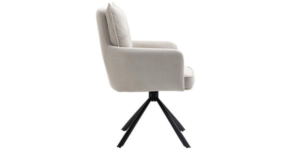 ARMLEHNSTUHL in Eisen Cord - Beige, Design, Textil/Metall (60/95/67cm) - Novel