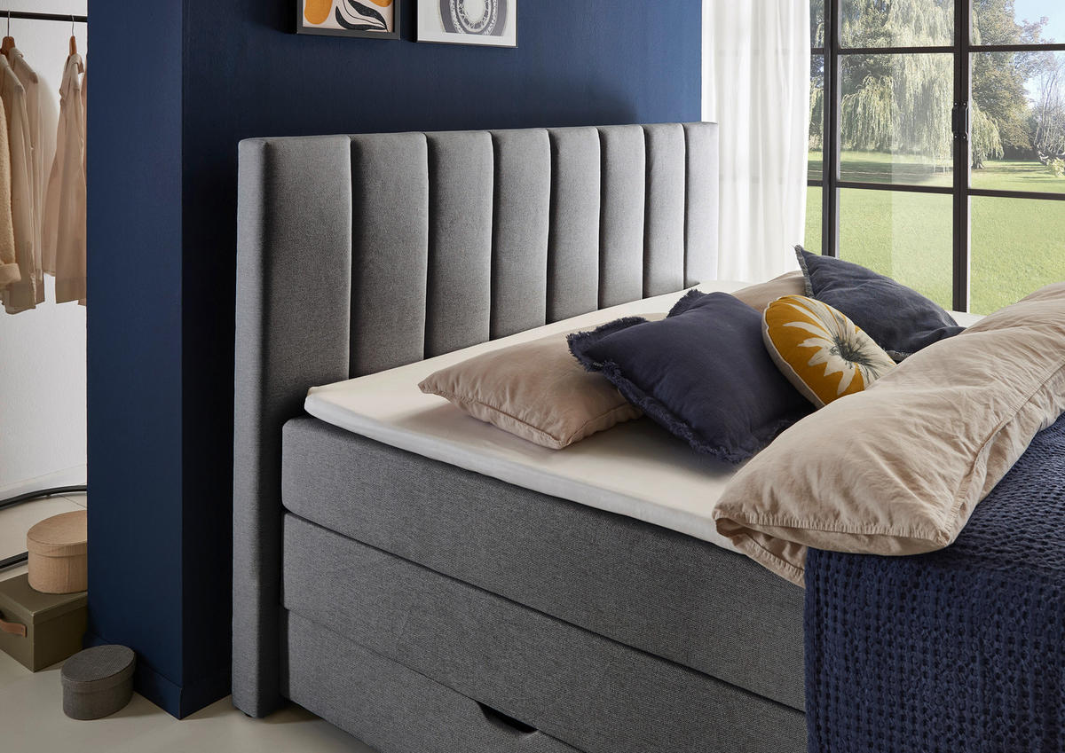 BOXBETT 180/200 cm  in Anthrazit  - Anthrazit/Schwarz, Basics, Holz/Textil (180/200cm) - Boxxx