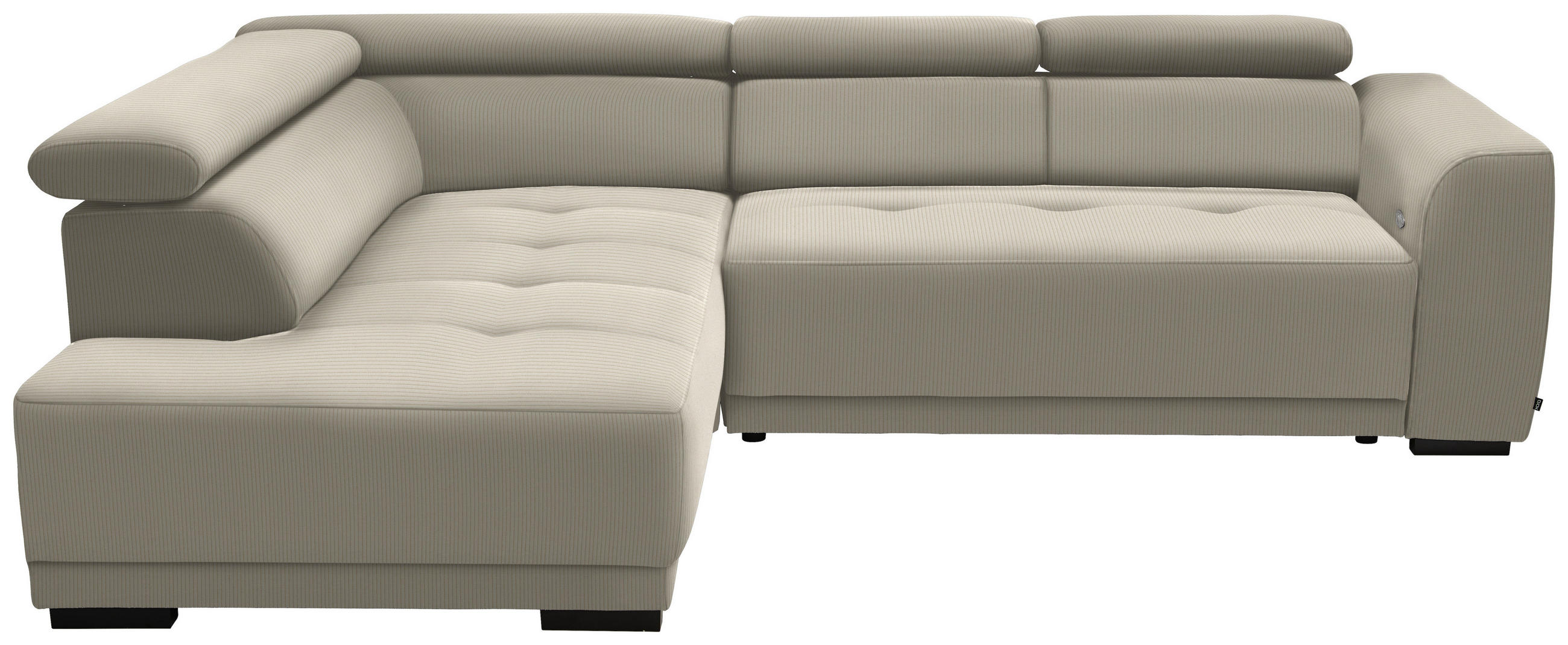 ECKSOFA in Feincord Beige  - Beige/Schwarz, Design, Kunststoff/Textil (205/284cm) - MID.YOU