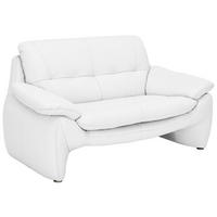 2-SITZER-SOFA Weiß Echtleder  - Silberfarben/Weiß, KONVENTIONELL, Leder/Metall (154/86/91cm) - Celina Home