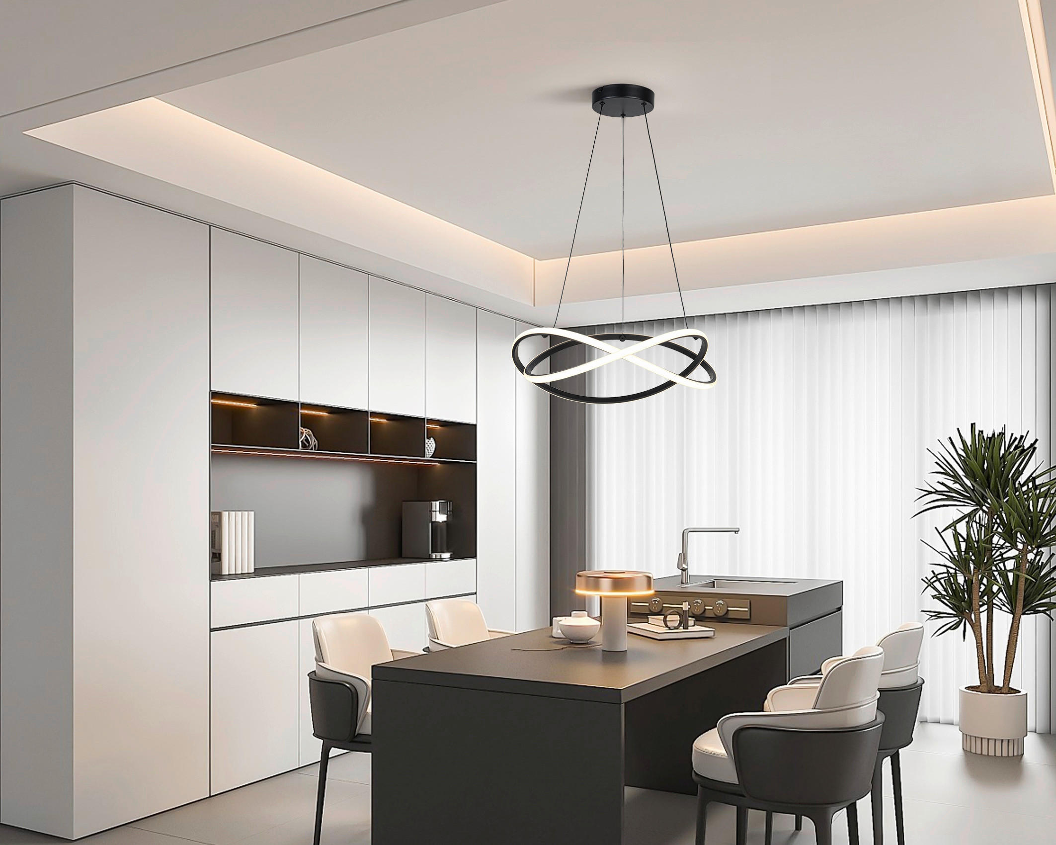 HÄNGELEUCHTE 47/120 cm  - Schwarz/Weiß, Trend, Kunststoff/Metall (47/120cm) - Collet's Monde