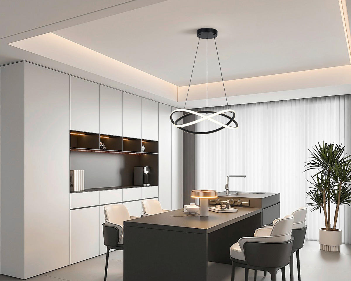 HÄNGELEUCHTE 47/120 cm  - Schwarz/Weiß, Trend, Kunststoff/Metall (47/120cm) - Collet's Monde