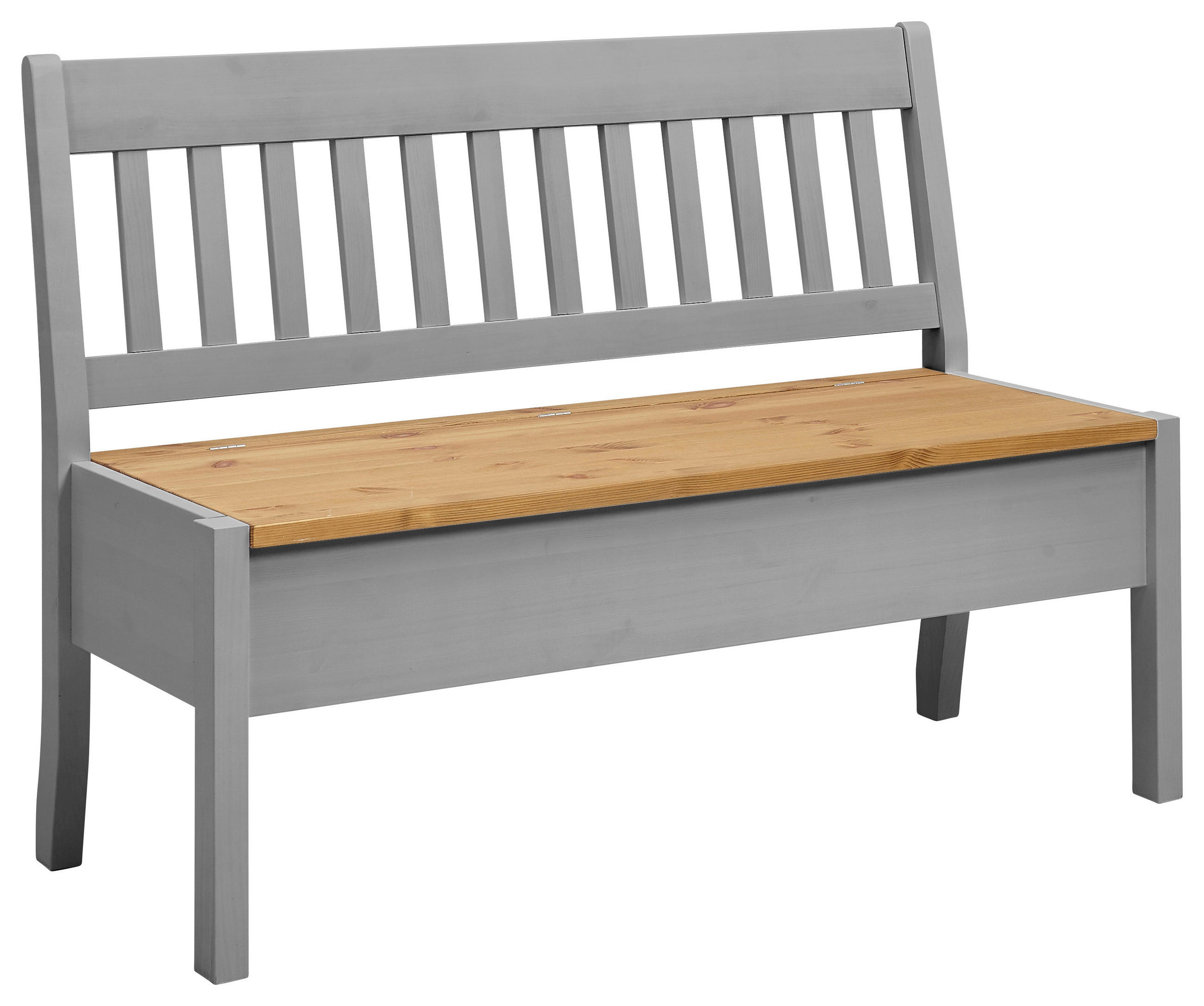 SITZBANK 130/93/58 cm Grau, Laugenfarbig Kiefer massiv  - Laugenfarbig/Grau, ROMANTIK / LANDHAUS, Holz (130/93/58cm) - Boxxx