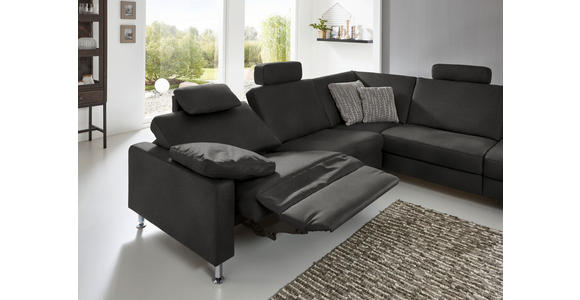 ECKSOFA Latina in Mikrofaser Anthrazit  275/242 cm  - Anthrazit/Alufarben, Design, Textil/Metall (275/242cm) - Dieter Knoll