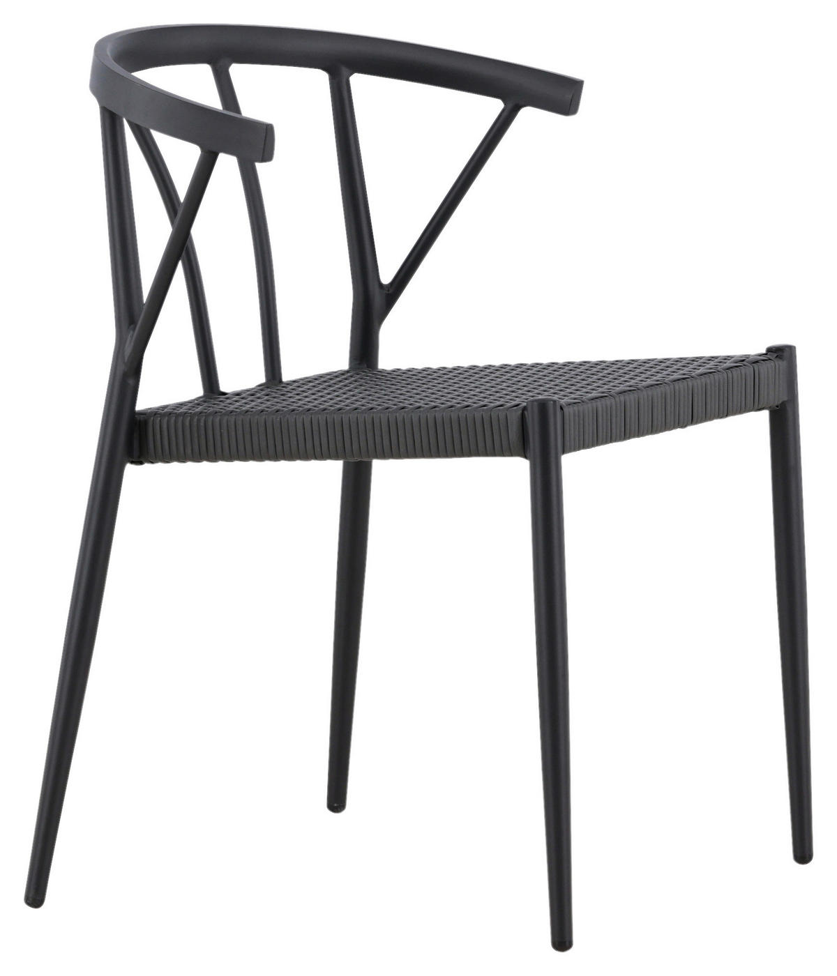 GARTENSTUHL-SET Aluminium Schwarz  - Schwarz, KONVENTIONELL, Kunststoff/Metall (47/79,5/49cm) - Gardenson