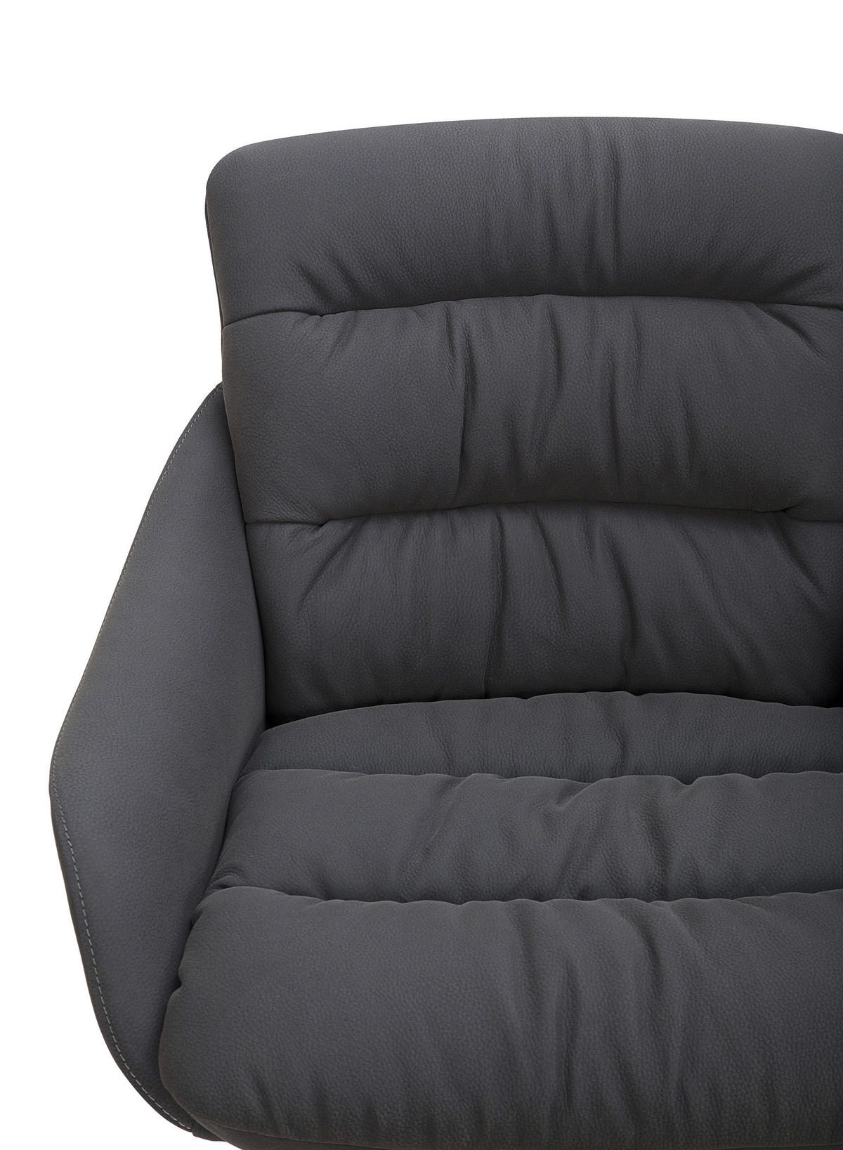 BARHOCKER Webstoff Echtleder Schwarz Stahl Sitzfläche 360° drehbar, inklusive Armlehnen, automatische Rückholfunktion  - Schwarz, Design, Leder/Textil (58/103/120/61cm) - Dieter Knoll