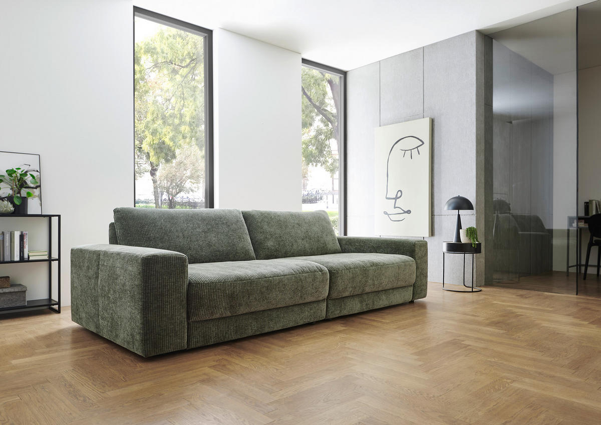 BIGSOFA in Chenille, Jacquard Dunkelgrün  - Dunkelgrün/Schwarz, Design, Kunststoff/Textil (270/83/125cm) - Niels Andersson