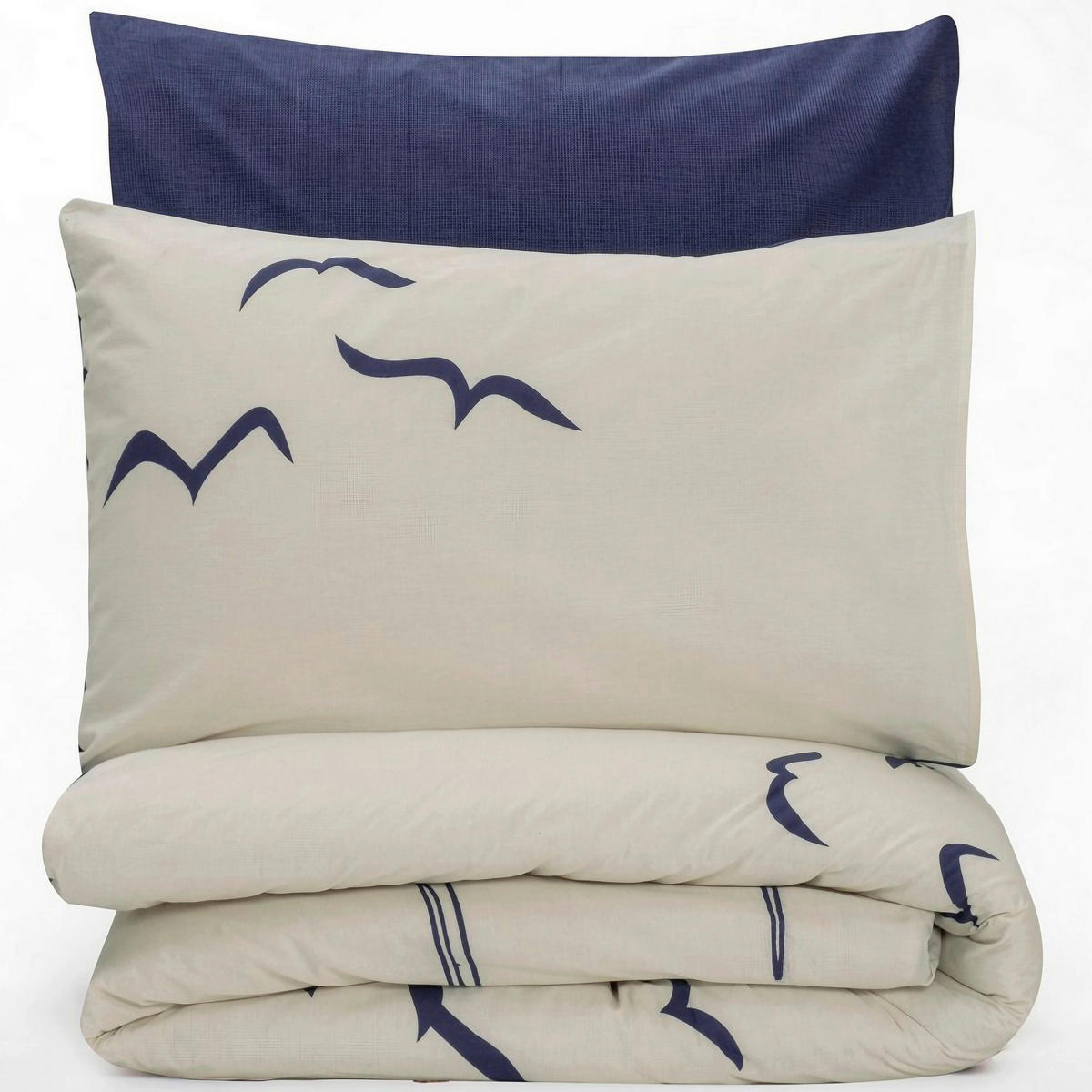 BETTWÄSCHE 155/220 cm  - Weiß/Dunkelblau, Basics, Textil (155/220cm)