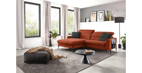 ECKSOFA in Flachgewebe Rostfarben 191/252 cm - Rostfarben/Schwarz, Design, Textil/Metall (191/252cm) - Dieter Knoll
