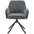 ARMLEHNSTUHL  Sitzfläche 360° drehbar, automatische Rückholfunktion Webstoff  Schwarz, Dunkelgrau  - Dunkelgrau/Schwarz, Design, Textil/Metall (62/86/65cm) - Carryhome