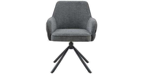ARMLEHNSTUHL  Sitzfläche 360° drehbar, automatische Rückholfunktion Webstoff  Schwarz, Dunkelgrau  - Dunkelgrau/Schwarz, Design, Textil/Metall (62/86/65cm) - Carryhome