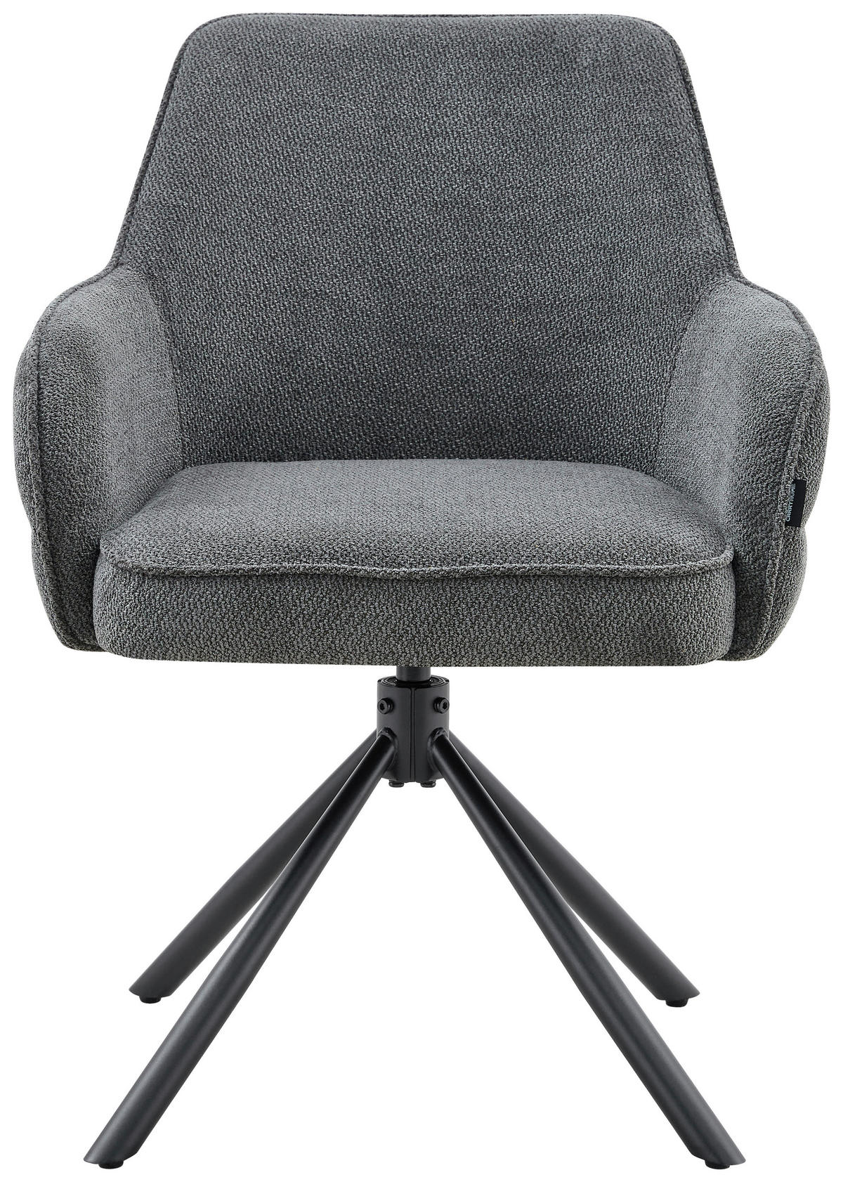 ARMLEHNSTUHL  Sitzfläche 360° drehbar, automatische Rückholfunktion Webstoff  - Dunkelgrau/Schwarz, Design, Textil/Metall (62/86/65cm) - Carryhome
