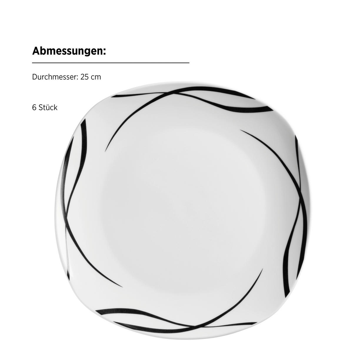 TELLERSET Decora 18-teilig  - Schwarz/Weiß, Trend, Keramik - Mäser