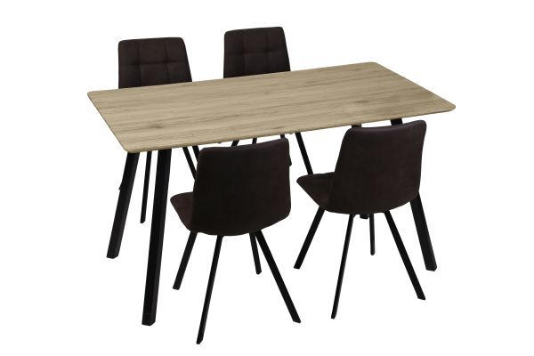 TISCHGRUPPE Anthrazit, Schwarz, Eichefarben  - Eichefarben/Anthrazit, MODERN, Holz/Textil - Livetastic