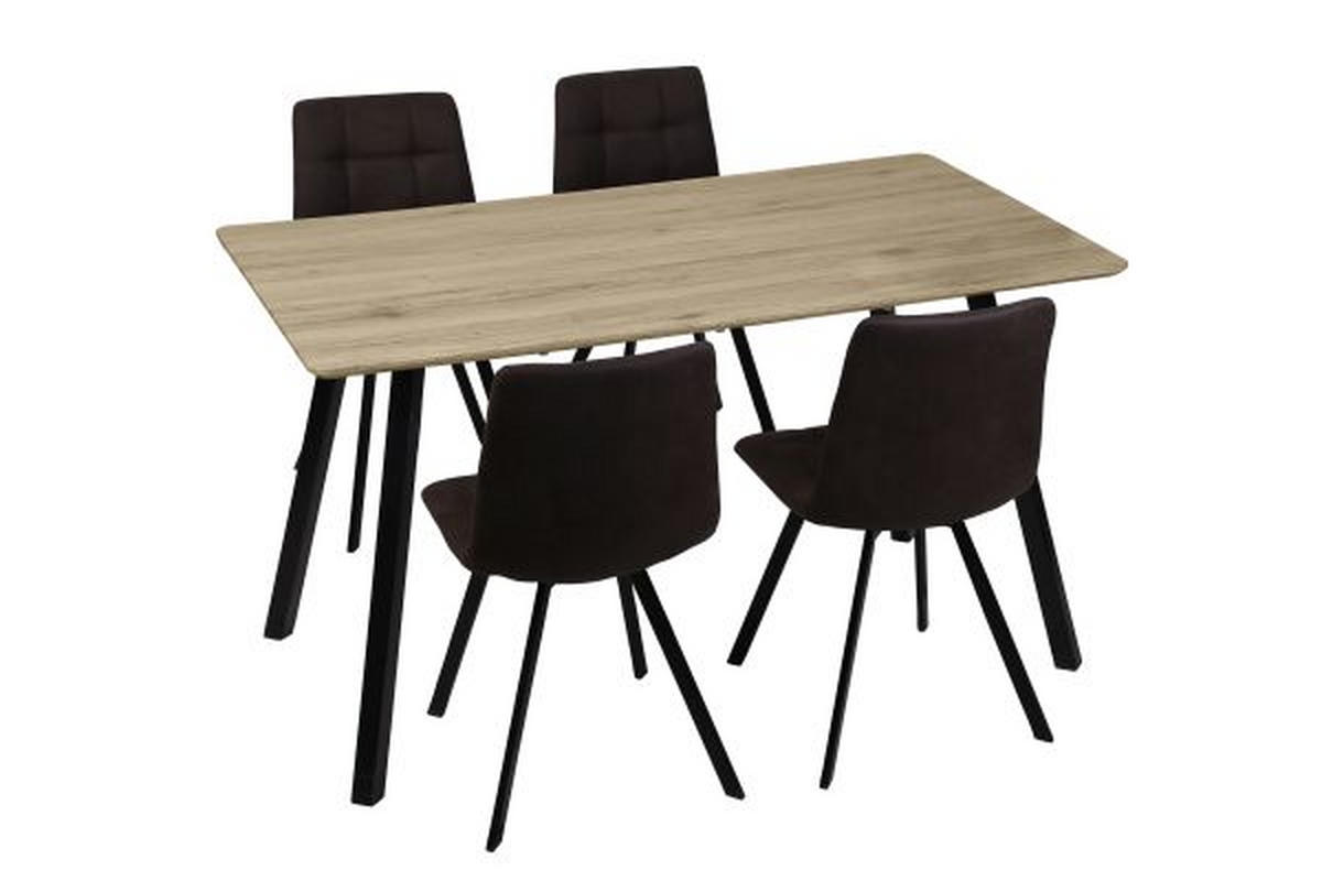 TISCHGRUPPE Anthrazit, Schwarz, Eichefarben  - Eichefarben/Anthrazit, MODERN, Holz/Textil - Livetastic