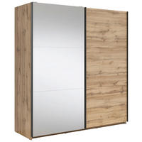 SCHWEBETÜRENSCHRANK  in Eiche Wotan, Klar  - Klar/Anthrazit, MODERN, Glas/Holzwerkstoff (183/195,5/60cm) - MID.YOU