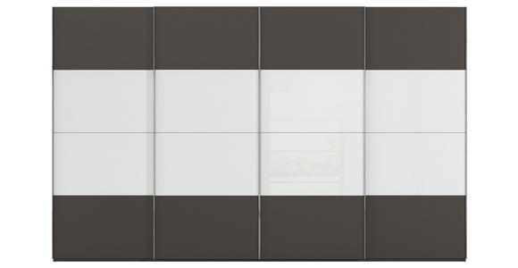 SCHWEBETÜRENSCHRANK  in Graphitfarben, Weiß  - Chromfarben/Graphitfarben, KONVENTIONELL, Glas/Holzwerkstoff (361/235/68cm) - Novel