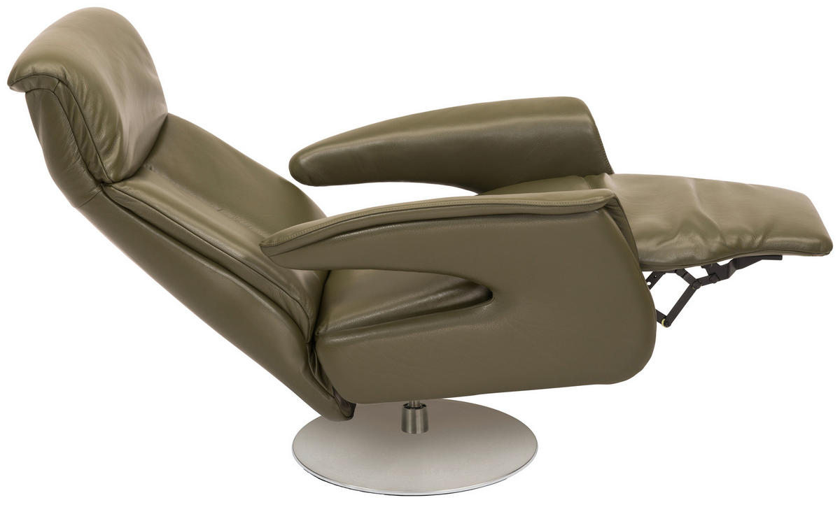RELAXSESSEL in Leder Dunkelgrün  - Chromfarben/Dunkelgrün, Design, Leder/Metall (78/108/89cm) - Welnova