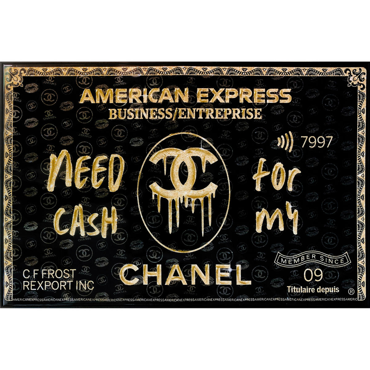 OLJEMÅLNING 120/80 cm  - svart/guldfärgad, Trend, trä/textil (120/80cm) - Monee