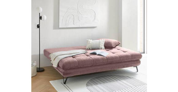 SCHLAFSOFA Samt Altrosa - Schwarz/Altrosa, Design, Textil/Metall (205/79-96/85cm) - Novel