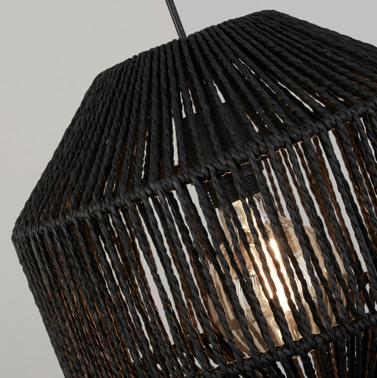 VISEČA SVETILKA  Wicker 130/130/30 cm           E27 - črna, Design, kovina/tekstil (130/130/30cm)