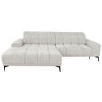 ECKSOFA inkl.Funktionen Hellgrau Chenille  - Hellgrau/Schwarz, MODERN, Textil/Metall (195/300cm) - Xora