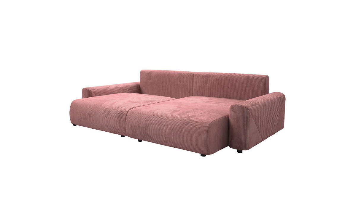 Ecksofa inkl. Funktionen Pink Cord  - Pink/Schwarz, MODERN, Kunststoff/Textil (238/168cm) - Stylife