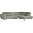 ECKSOFA in Struktur Greige  280/205 cm  - Greige/Schwarz, Design, Textil/Metall (280/205cm) - Xora