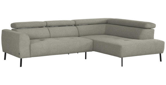 ECKSOFA in Struktur Greige  280/205 cm  - Greige/Schwarz, Design, Textil/Metall (280/205cm) - Xora