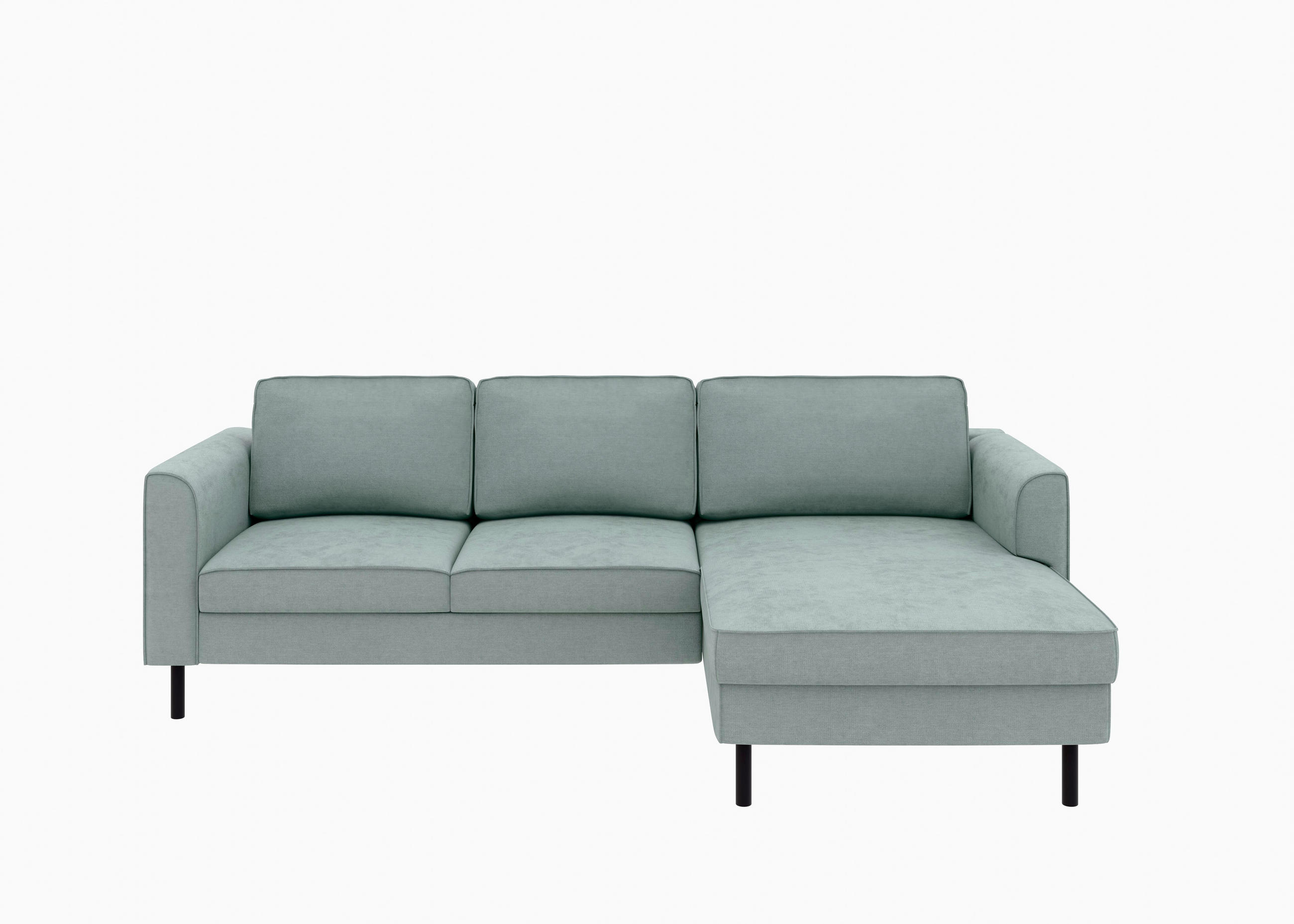 ECKSOFA  in Struktur Mintgrün  232/161 cm  - Schwarz/Mintgrün, MODERN, Textil/Metall (232/161cm) - Trendmanufaktur