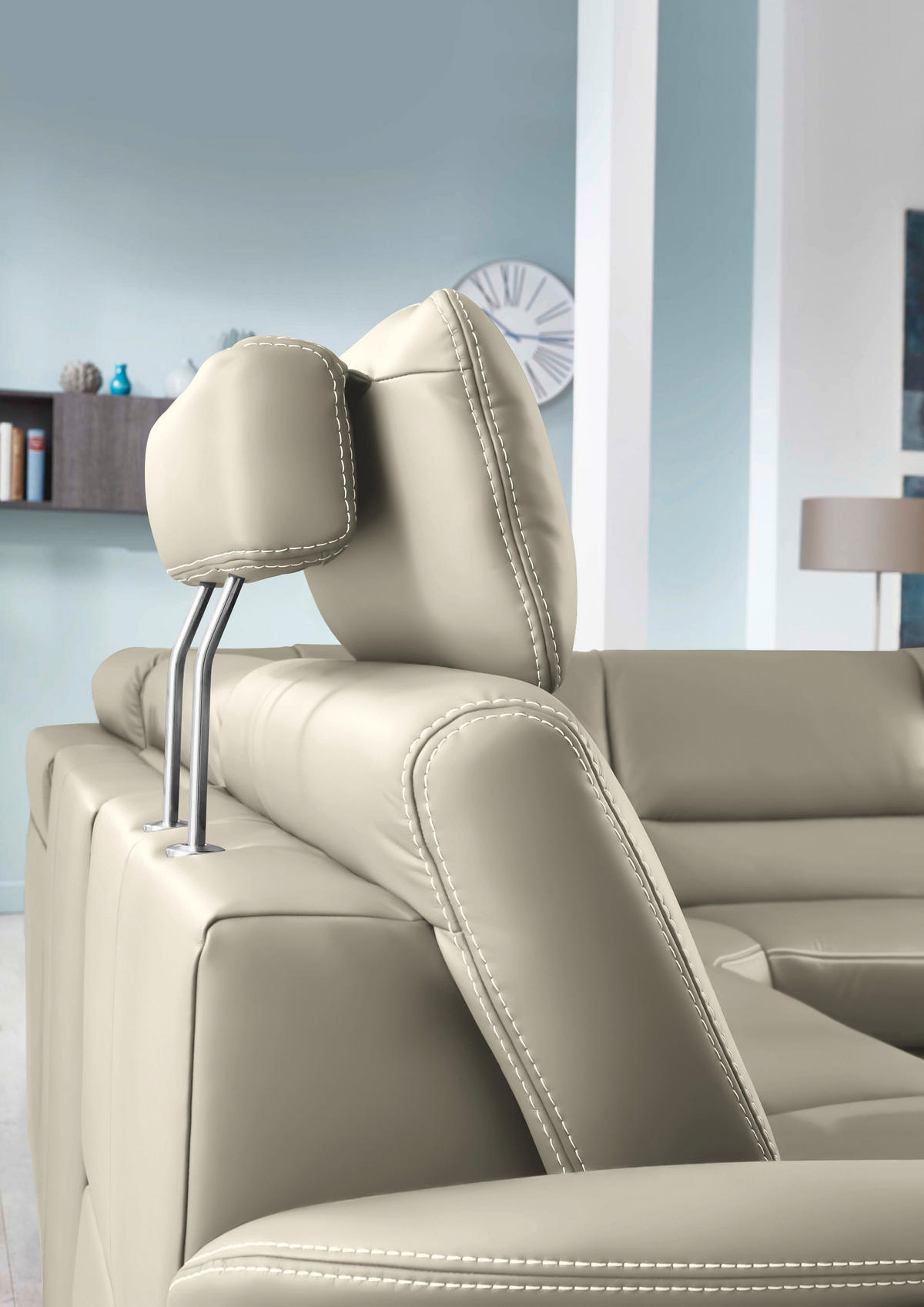 ECKSOFA in Echtleder Ecru  - Ecru/Beige, Design, Leder/Metall (288/249cm) - Beldomo Premium