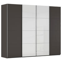 SCHWEBETÜRENSCHRANK Graphitfarben, Weiss  - Chromfarben/Weiss, Konventionell, Glas/Holzwerkstoff (271/235/68cm) - Novel