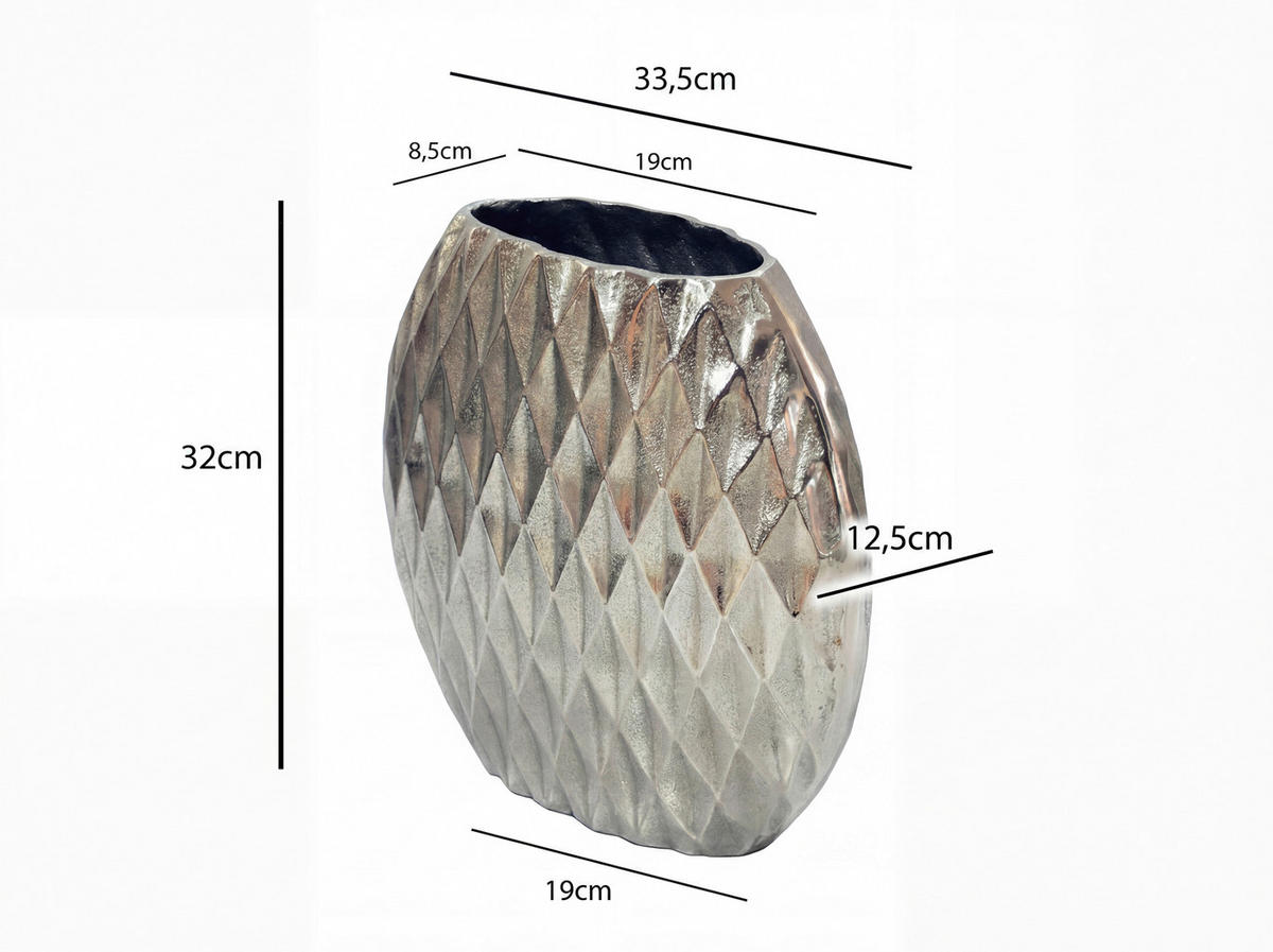 VASE 32 cm  - Silberfarben, Design, Metall (33,5/12,5/32cm) - Livetastic